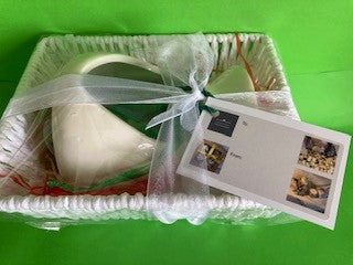 Gift Basket with a wax burner, a bag of wax melts and 3 unscented tealights