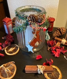 Christmas Glass Jar with pillar candle